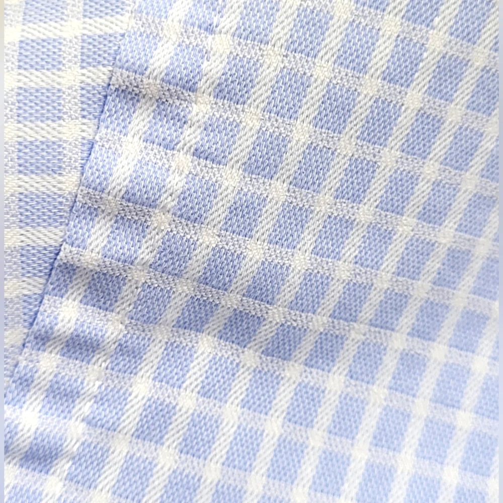 Chaps Men's Comfort Fit Wrinkle Free Blue/White‎ Plaid Dress Shirt Size 34/35